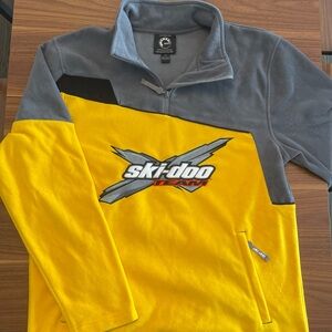 Ski-Doo Snowmobile Team Racing Quarter-Zip Fleece Pullover Sweater Mens Medium